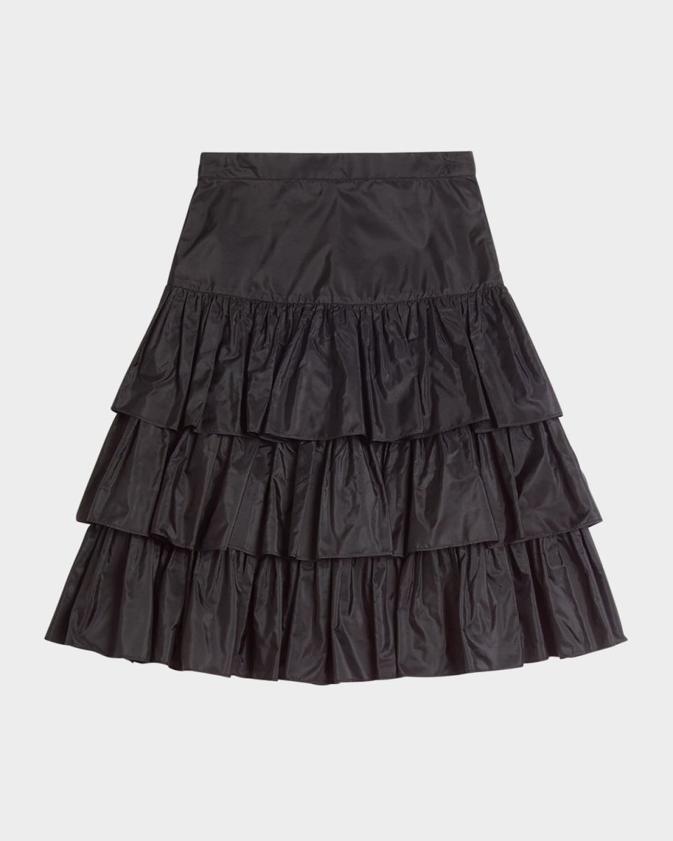 Tiered Ruffle Silk Skirt